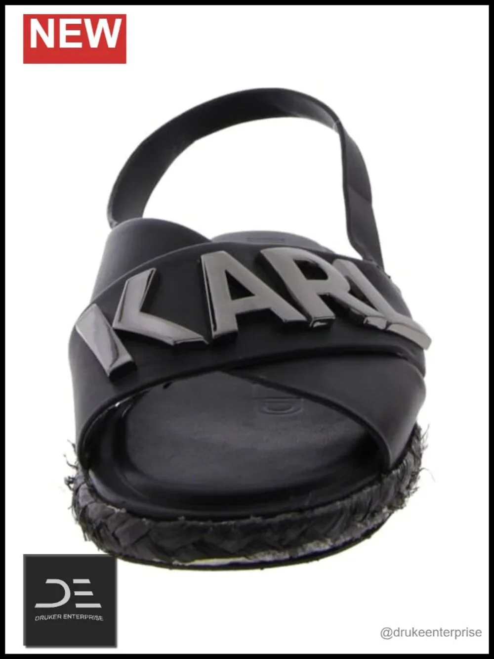 Karl Lagerfeld Charla Slingback Espadrille Sandal Faux Leather Slip On Flat
